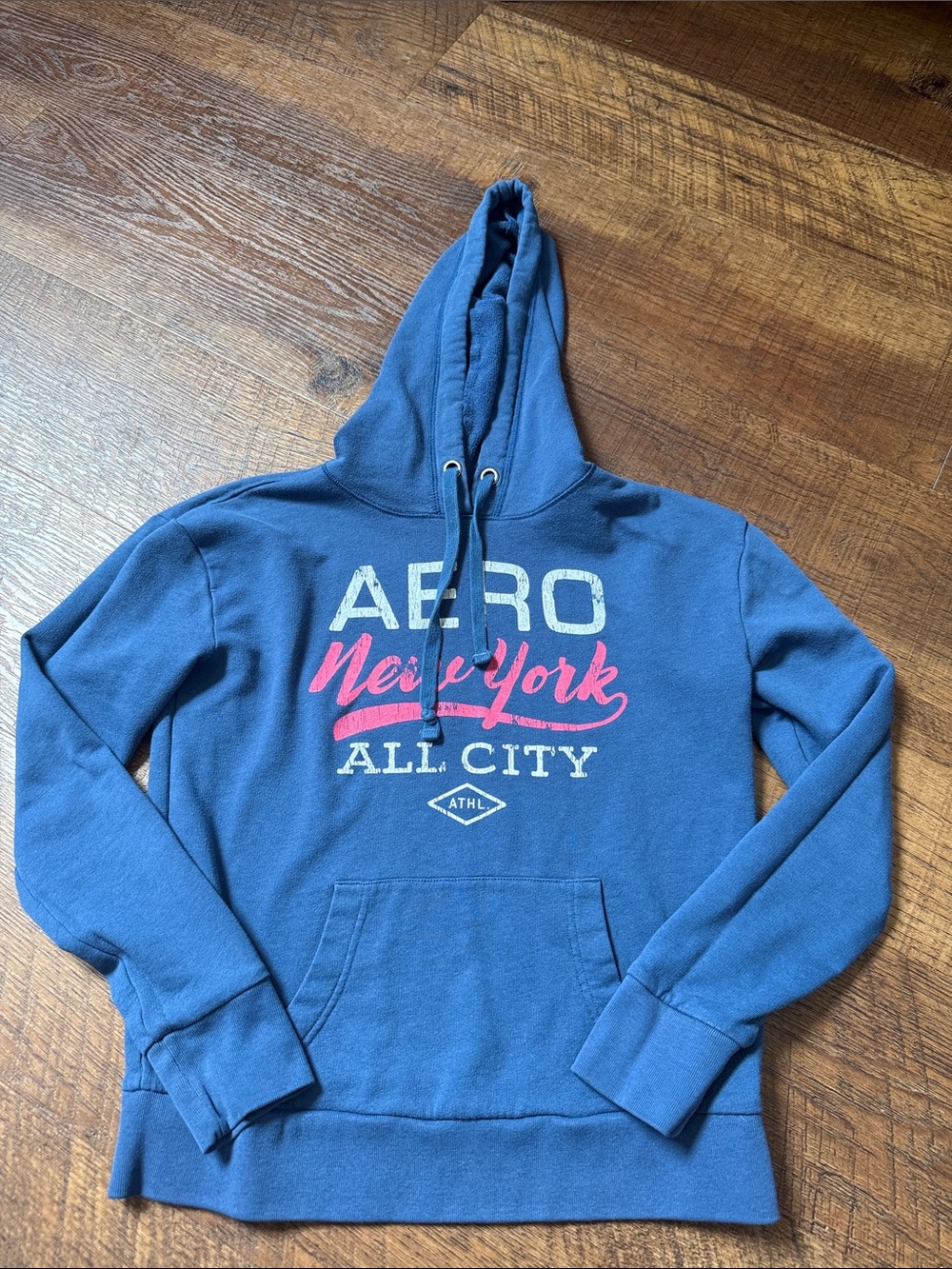 Aéropostale Aero New York Graphic Pullover Hoodie XS Blue